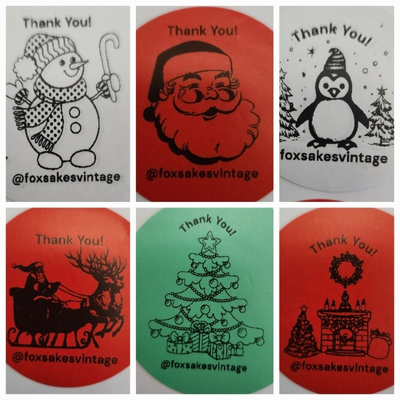 100 Christmas Customized Thank You Stickers - pick one design - Picture 2 of 16